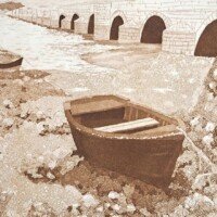 Juan C. Tedesco, octobre 2025 - Vernis mou et aquatinte - Papier 28 x 38 cm - Plaque 20 x 25 cm. Édition à 15 exemplaires Gravure de bateaux, réalisée à l'aquatinte et à le vernis mou, dans des tons sépia