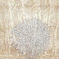 Juan C. Tedesco, mai 2025 - Vernis mou et gaufrage - Papier 26,5 X 38 cm - Plaque 20 x 25 cm. Édition à 12 exemplaires Gravure d'une toile d'araignée sur fond d'arbres, réalisée à le vernis mou et gaufrage